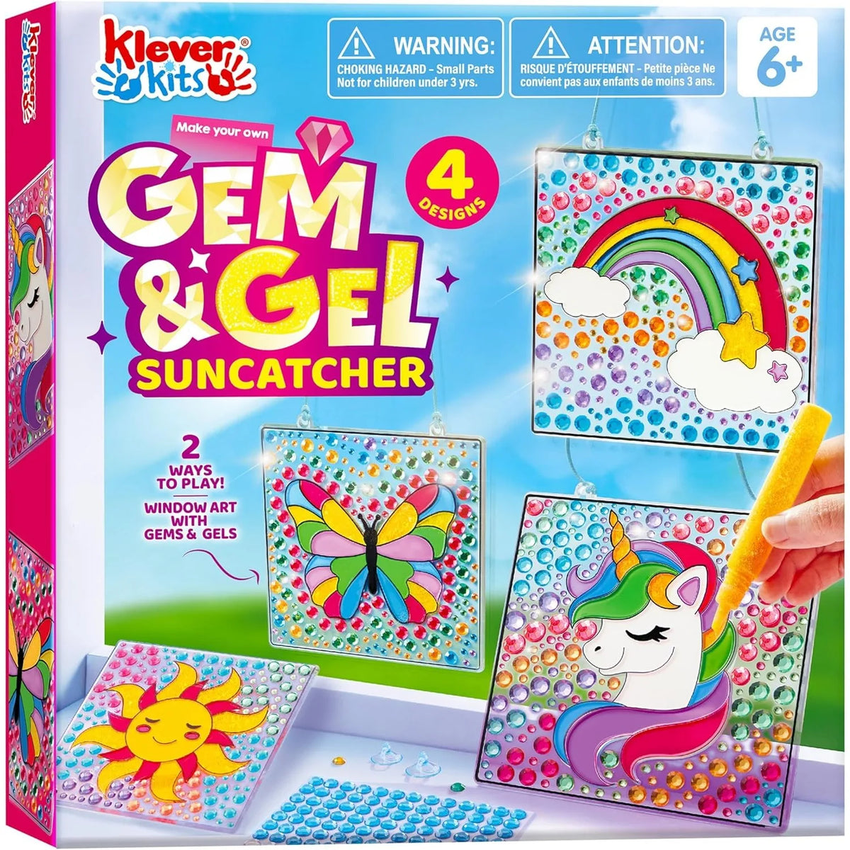 JOYFY 4PCS Window Art 2-in-1 Diamond and Gels Gems and Gels Suncatcher Arts & Crafts Toys for Kids Christmas Birthday Gifts