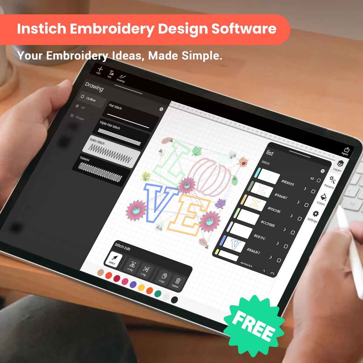 PooLin EOC03RE Embroidery Machine 4x4 & 4x9.25 Embroidery Area for Beginners, Easy Operation System, 130 Built-in Designs, 8 Fonts, Home DIY Embroidery Machine with Starter Kit for Beginners