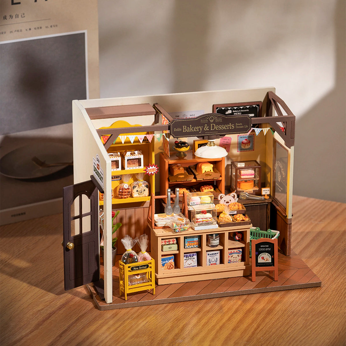 Robotime Rolife Becka's Baking House DIY Miniature 3D Wooden Model Kit for Kids - Easy Assembly Home Decor Toy