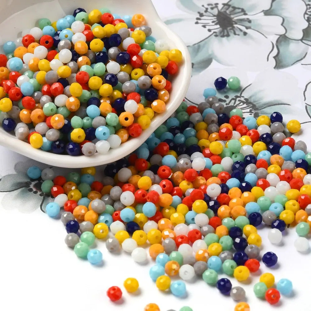 about 60g Faceted Glass Beads 4mm 6mm Rondelle Spacer Loose Beads for Earring Bracelet Necklace Jewelry DIY Craft Making
