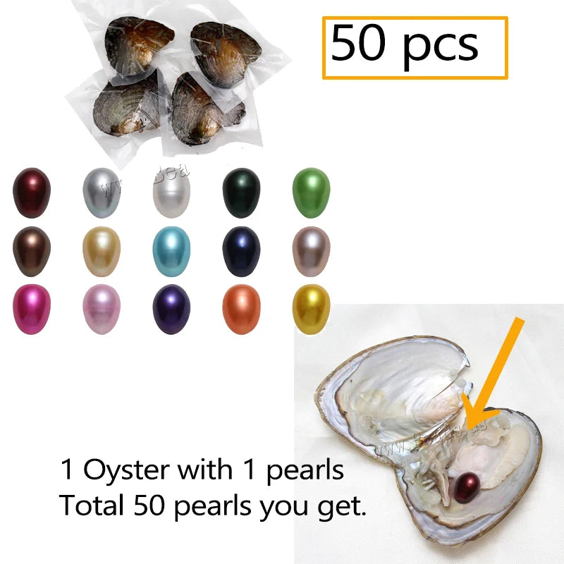 1-50PC Oyster Wish Pearl Kit Freshwater Pearl Rice mixed colors 5-8mm Freshwater Pearl Beads Jewelry DIY Accessories Gift
