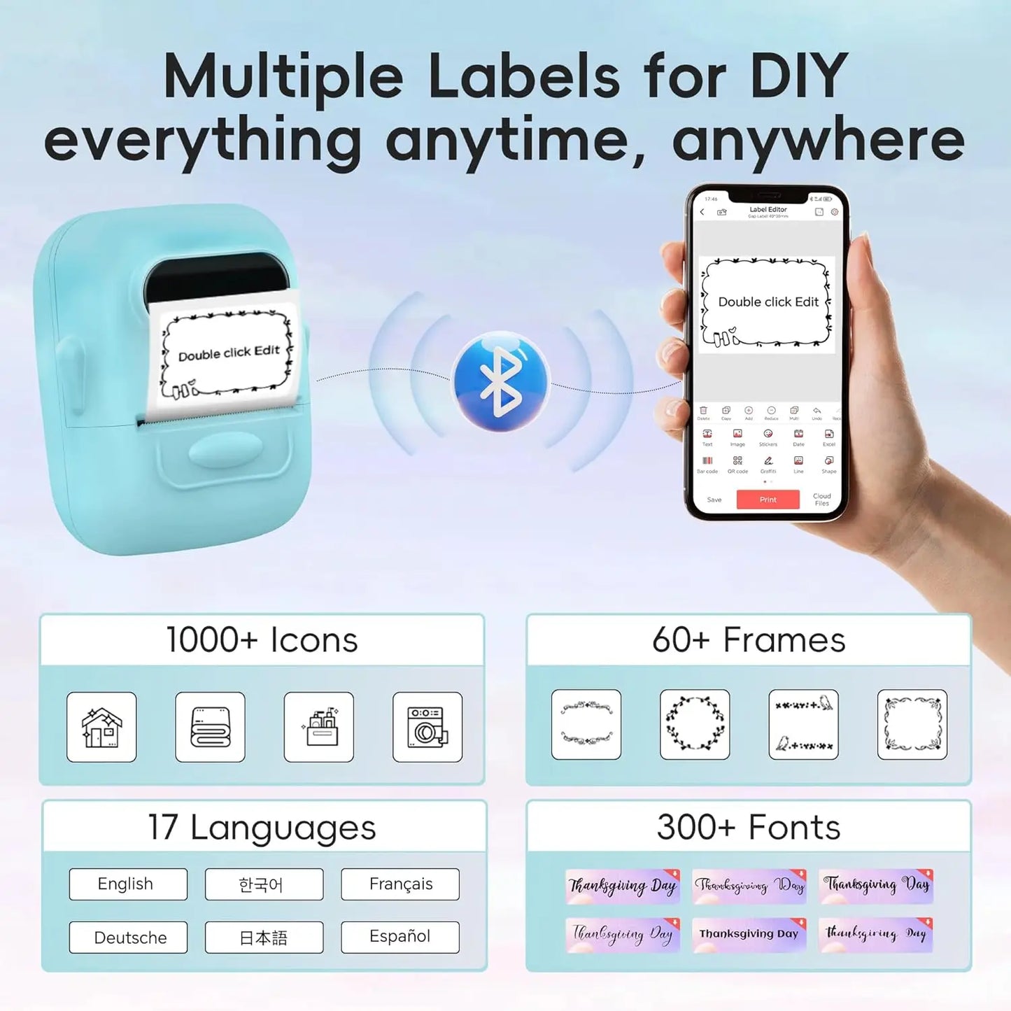 Marklife P50 Label Maker Machine Portable Bluetooth Label Stickers Machine