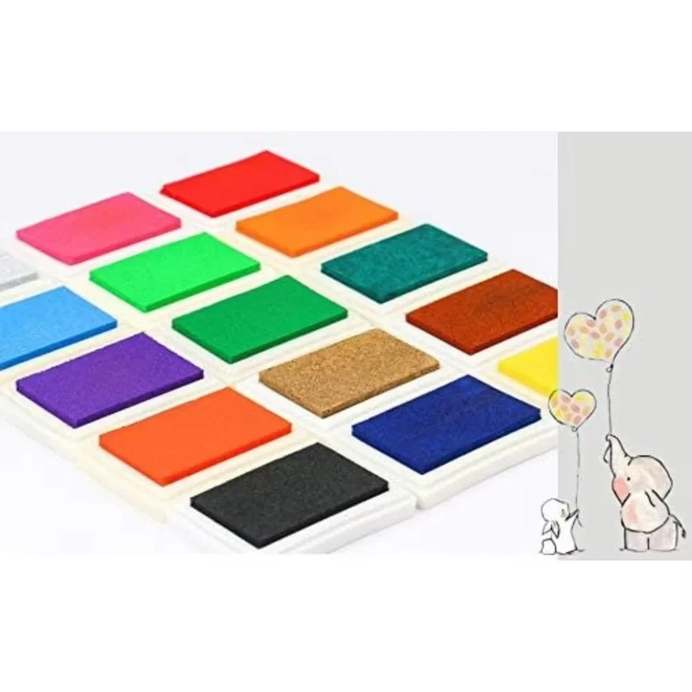 Craft Ink Pad for Stamps on Paper Wood Fabric - Pack of 15 Vibrant Colors