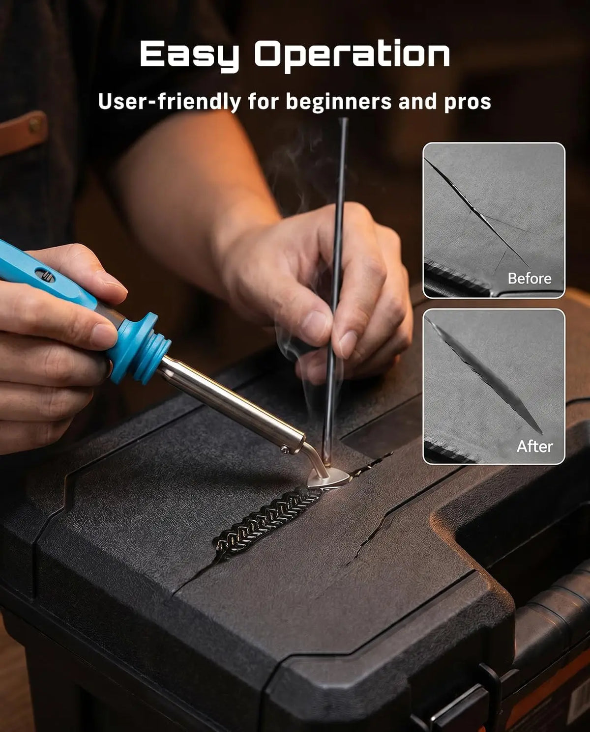 SEESII 150W Plastic Welding Machine Kit 2 in 1 Hot Stapler Plastic Repair Kit with 60W Soldering Iron Hot Stapler Welding Soldering Iron Garage Tool For Car Bumper Crack