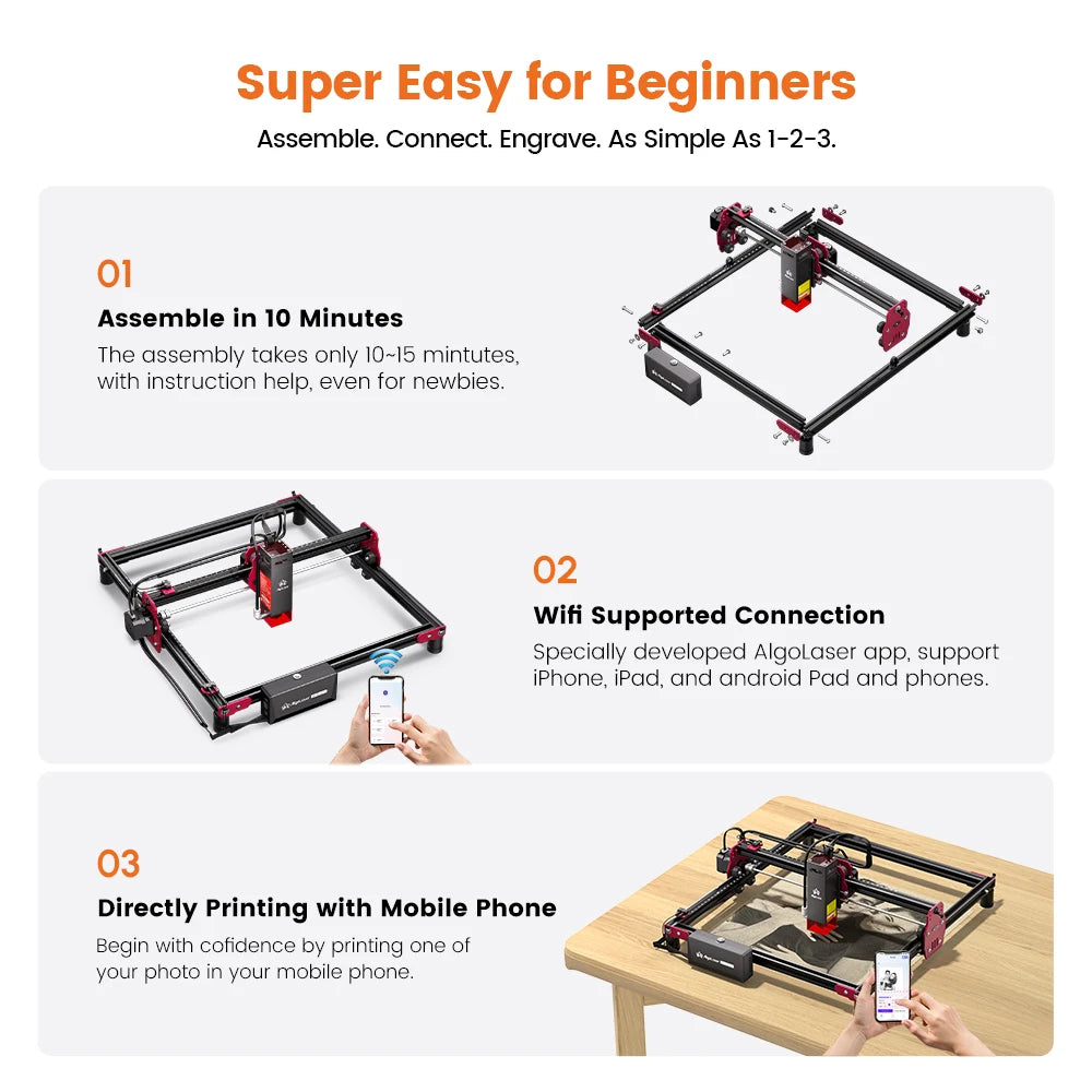 Algo laser DIY KIT Mini 10W Laser Engraver Cutter For Beginner 315*300 Table Woodworking CNC
