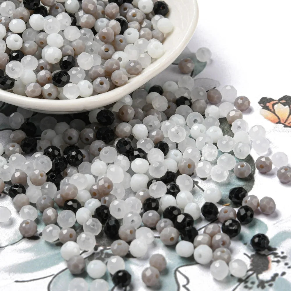 about 60g Faceted Glass Beads 4mm 6mm Rondelle Spacer Loose Beads for Earring Bracelet Necklace Jewelry DIY Craft Making