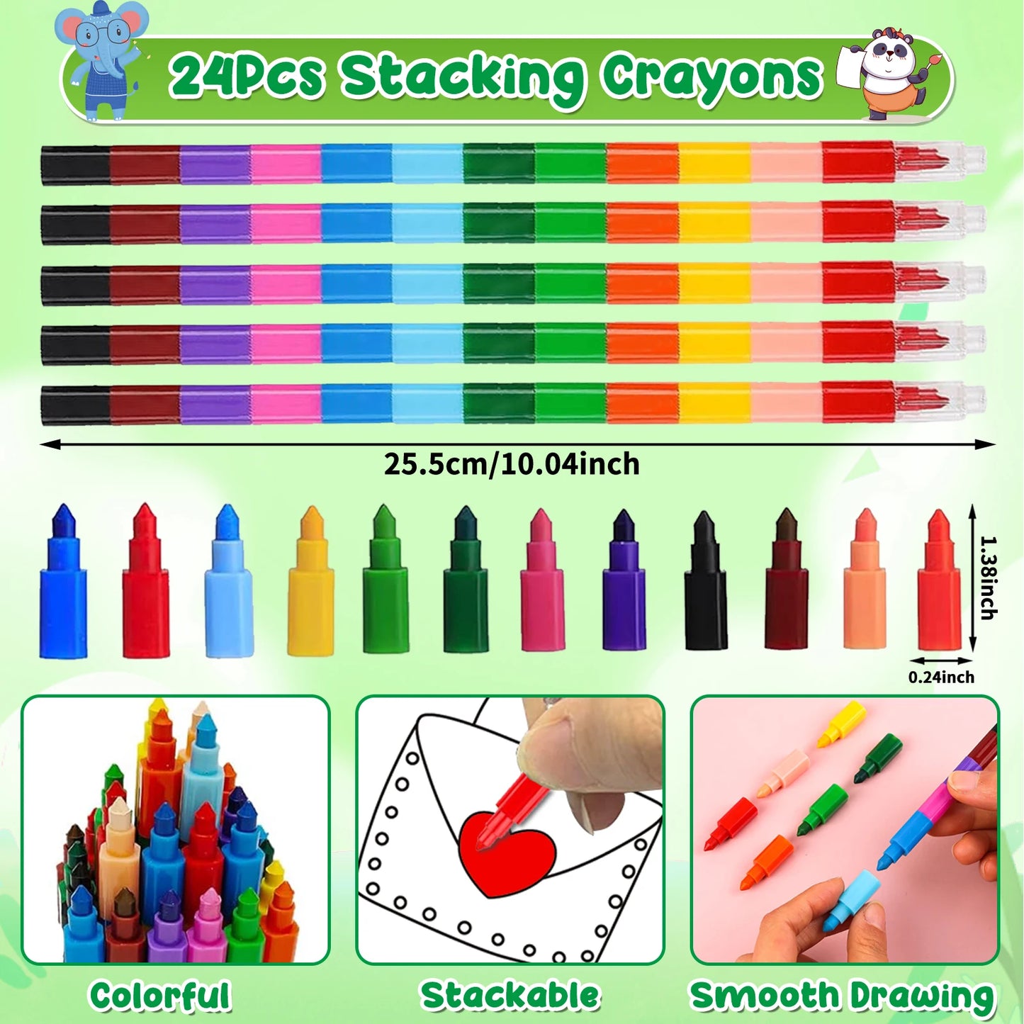 24Pcs Jungle Safari Animals Coloring Books for Kids with 24 Stacking Crayons Mini Coloring Book Party Favors Bulk Gifts Small A