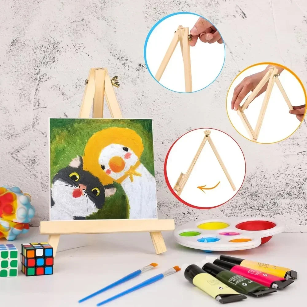 Easels stand for painting canvases, art, and crafts. Tripod, Painting Party Easel, Kids Student Tabletop Easel