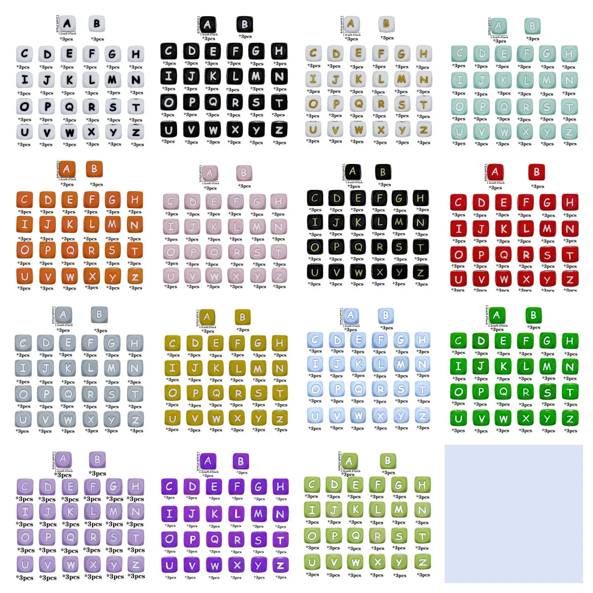 78pcs 12mm Silicone letter beads for DIY Key Chains Necklaces Bracelets Bag Chains Pen Beads Loose Beads Focus Bead