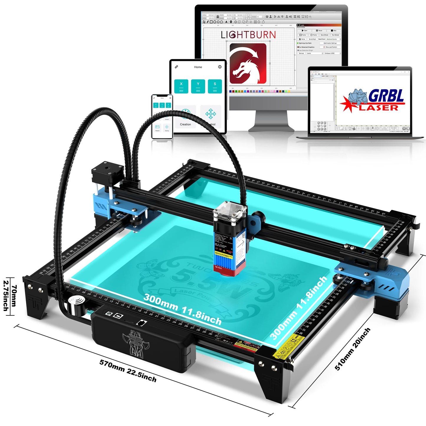 TwoTrees TTS-10 TTS-55 Laser Engraver 15W/40W/80W Laser Engraving Cutting Woodworking Machine for Wood Plastic Stainless steel
