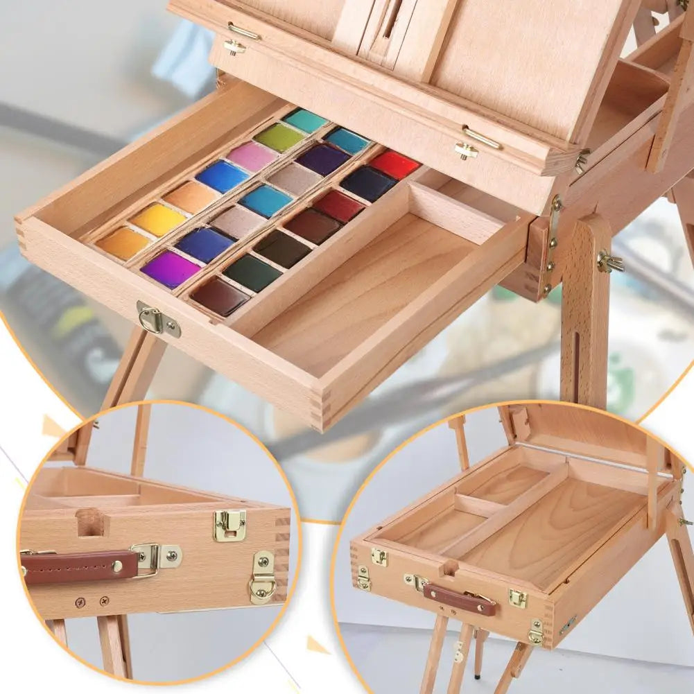 Wooden French Sketchbox Easel Artist Portable Drawing Sketching Board With Drawer Studio Field Sketch Easel For Beginner Adults