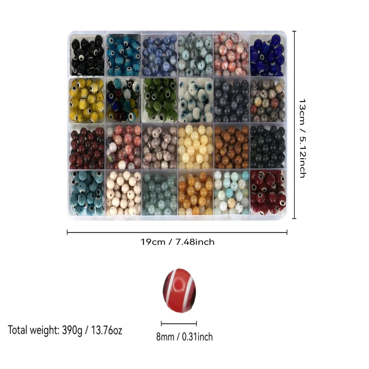 1200 Pieces 8mm Natural Stone Beaded Handmade DIY Jewelry Making Kit - Women's Family Jewelry Production Accessories for Necklac