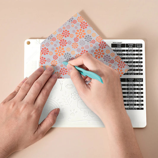Multi-Purpose Scoring Board with Measuring Grid Paper Card Cuting BoardY Supplies Paper Cutter