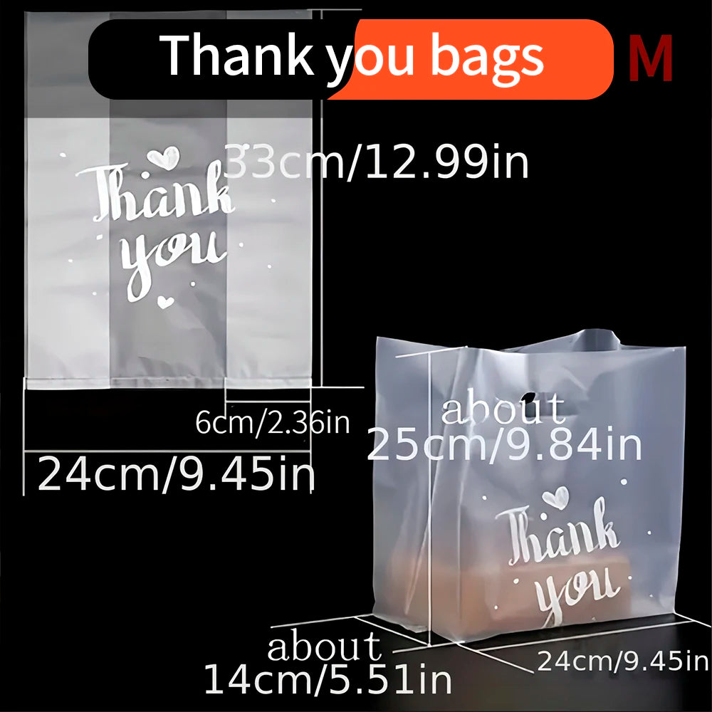 S:500/M:300/L:200Pcs Thank You Gift Bags - Perfect For Bread, Candy, Snacks, And Desserts, Clothes- Plastic Carrier Bags packing