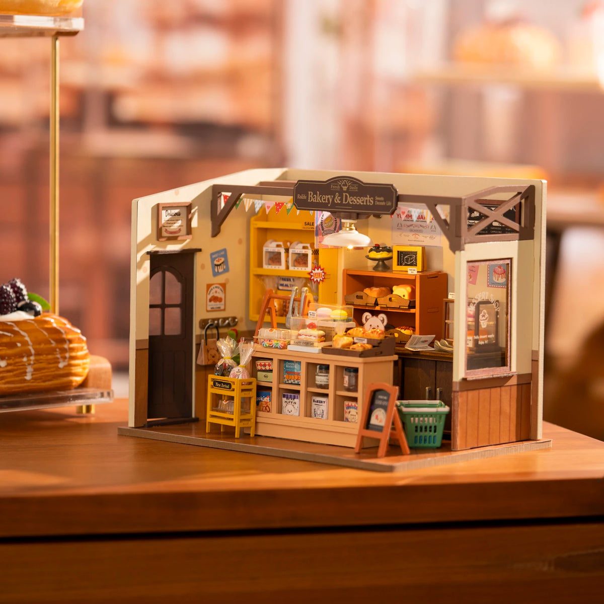 Robotime Rolife Becka's Baking House DIY Miniature 3D Wooden Model Kit for Kids - Easy Assembly Home Decor Toy