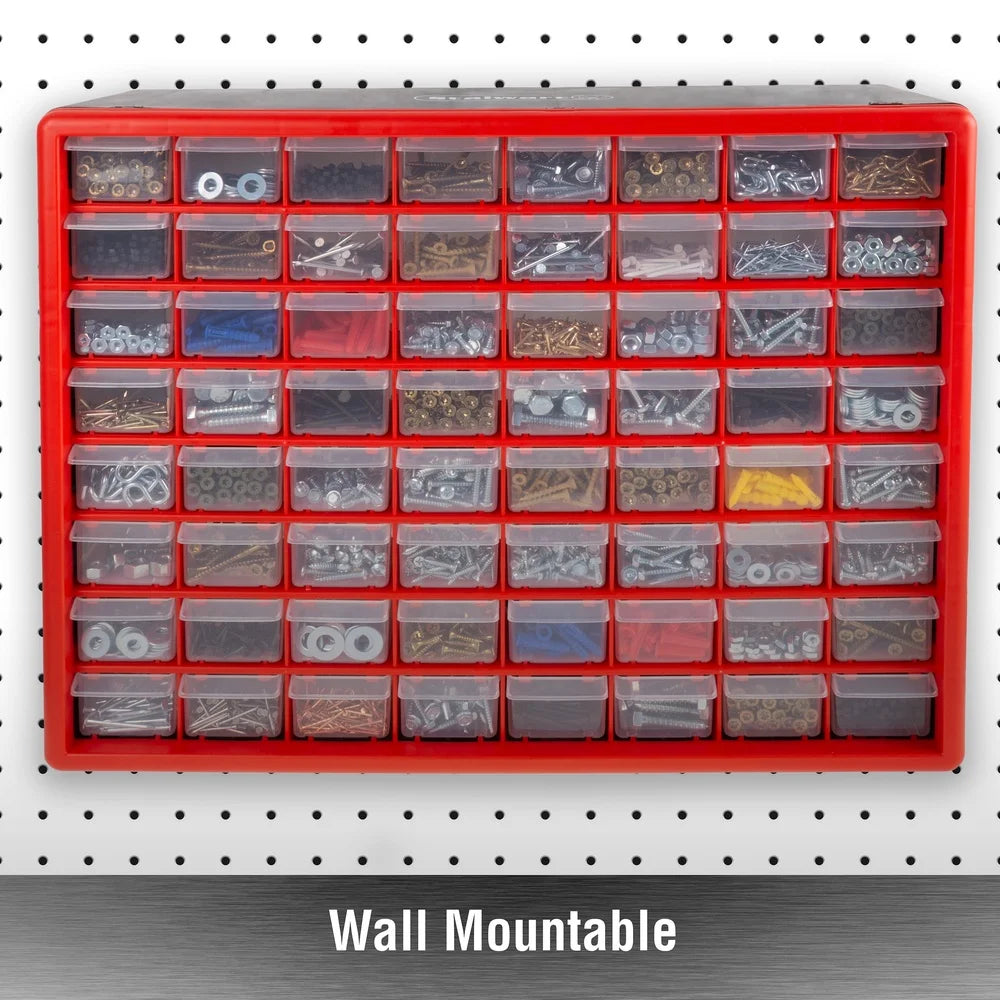 64 Drawer Storage Organizer Plastic Storage Bins Wall Mounted Desktop Container Tools Beads Jewelry Craft Office Supplies