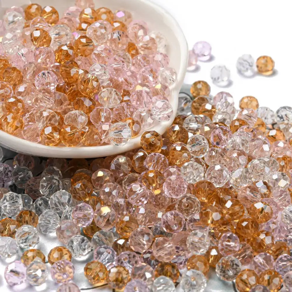about 60g Faceted Glass Beads 4mm 6mm Rondelle Spacer Loose Beads for Earring Bracelet Necklace Jewelry DIY Craft Making