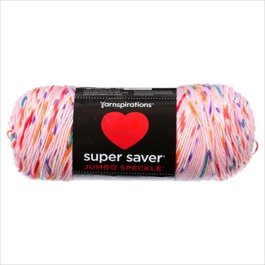 Medium Acrylic Yarn, Speckle Bubblegum, 10oz 482yd, New Super Saver