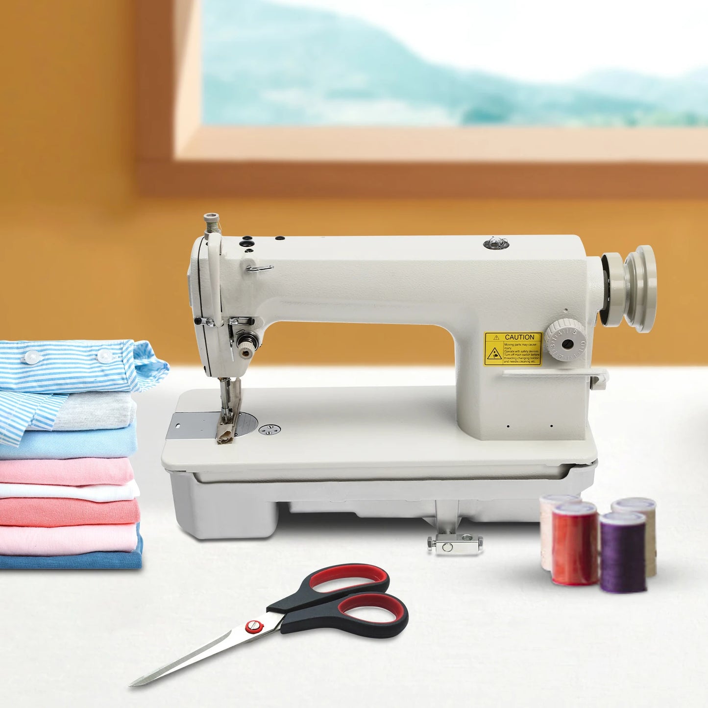 Sewing Machine with 1-5 Adjustable Gauge, Automatic Bobbin Winder, Reverse Stitch,   Durable Iron Build