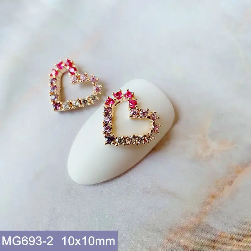 10pcs Luxury Kawaii Love Heart Pink Sailor Moon Star Nail Art Parts Zircon Manicure Nails Accesorios Supplies Decorations Charms