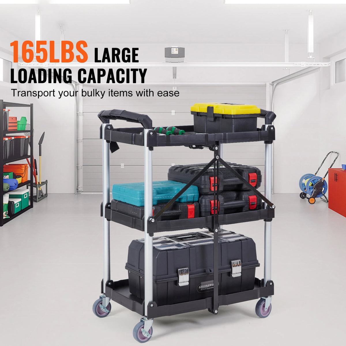 SucceBuy   3 Tier Folding Rolling Utility Cart Storage Shelf Movable Gap Rack Serving Cart Slide Organizer for Kitchen Bathroom