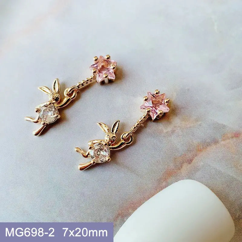 10pcs Luxury Kawaii Love Heart Pink Sailor Moon Star Nail Art Parts Zircon Manicure Nails Accesorios Supplies Decorations Charms