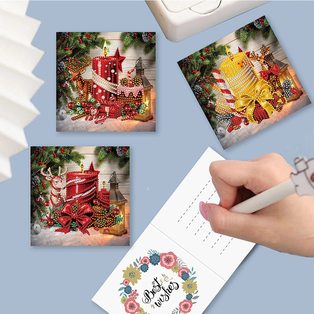 6/12pc DIY Diamond Painting Kits Greeting Card New 2024 Christmas Festival Card Diamond Daily Wish Card Gifts for Family Friends