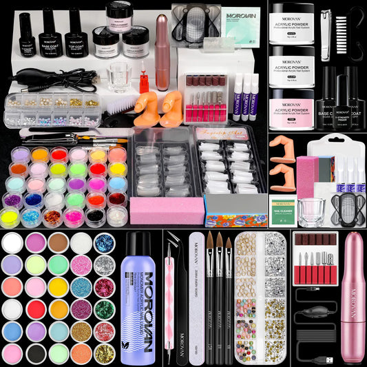 Morovan Professional Beginner Acrylic Nail Starter Kit, Convenient All-In-One Kit For Home Salon,