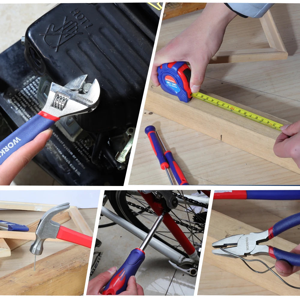 WORKPRO 100PCS Household Tool Set Kitchen Mechanic Tool Kit Pliers Screwdrivers Sockets Wrenches Hammer Knife