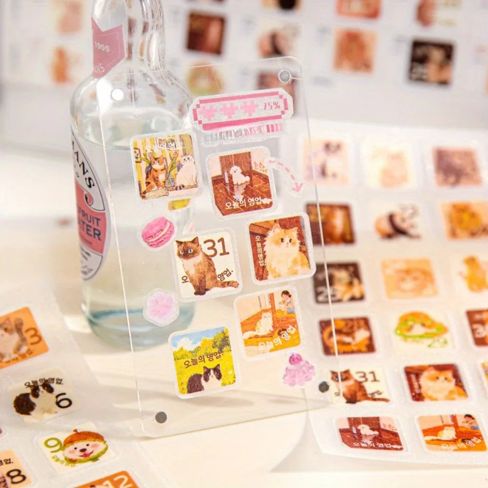 8pcs Cute Cartoon Stickers - 4 Styles Die-Cut Decals for Scrapbooking (Flat Adhesive PET Sheets)