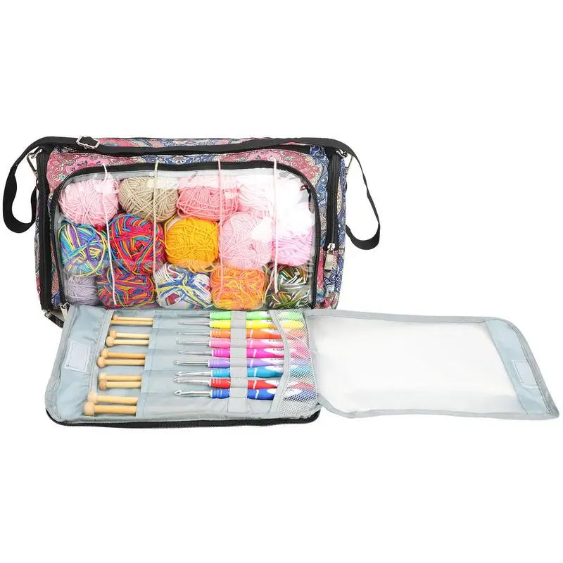 Yarn Storage Bag Large Organizer For Crochet Hooks Needles Knitting Bag For Crochet Hooks Knitting Needles Project And Supplies