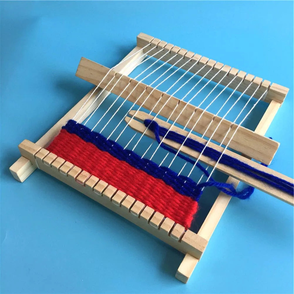 Wooden Weaving Loom 21.5x16.5x3cm DIY Weaving Machine Adjustable Woven Tool Handmade for Beginners Kids Intellectual Toy
