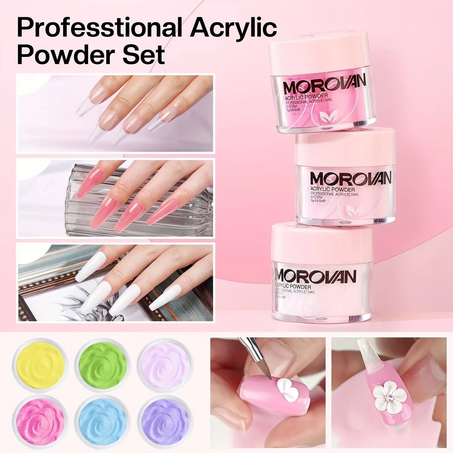 Morovan Professional Beginner Acrylic Nail Starter Kit, Convenient All-In-One Kit For Home Salon,