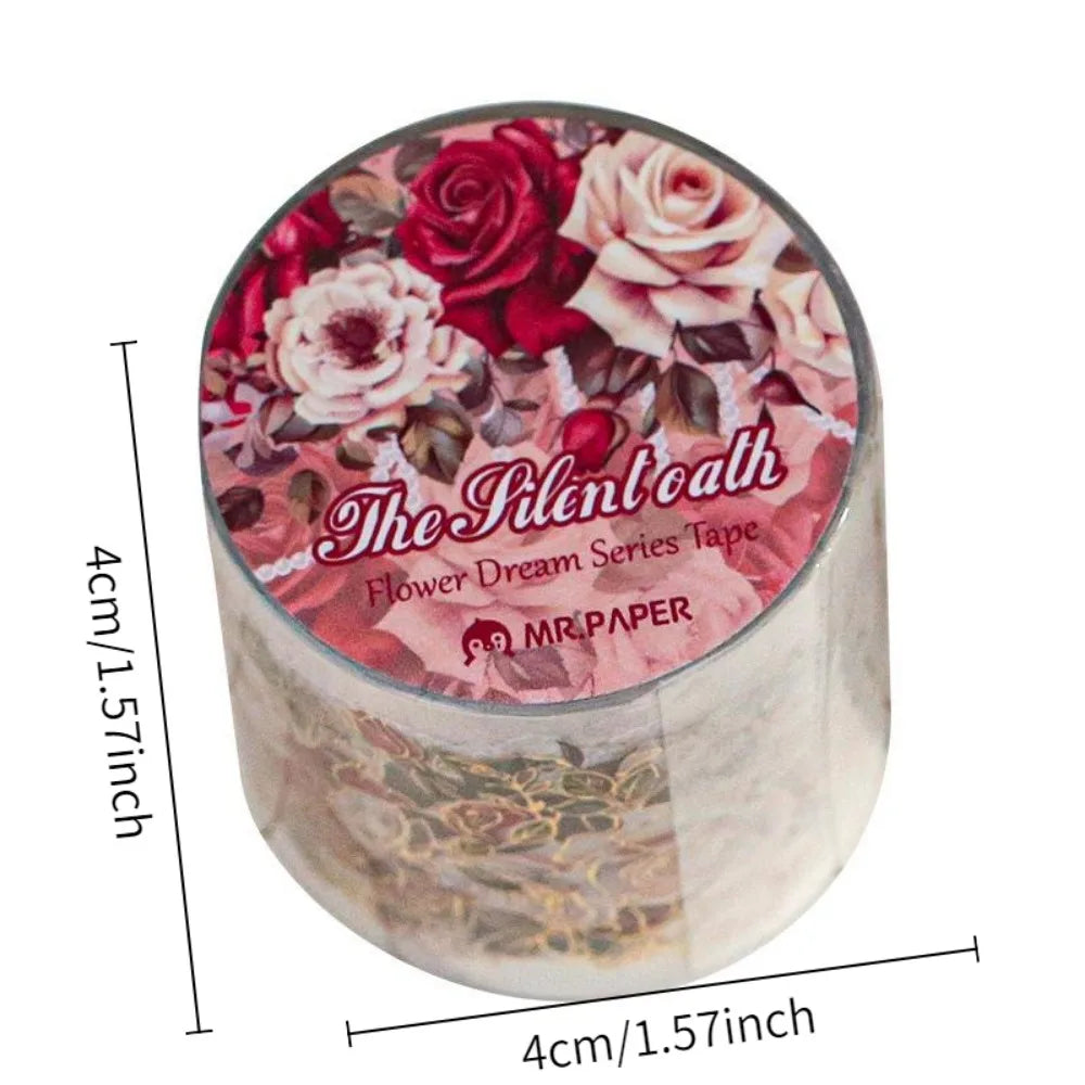 4 Rolls Washi Tape Set, Vintage Floral Gold Foil Deco Tape,