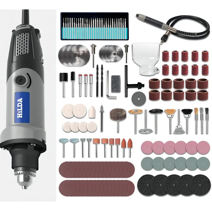 HILDA 500W Rotary Tool Variable Speed Rotary Tool Accessories Kit Cutting Detail Sanding Engraving Wood Carving and Polishing