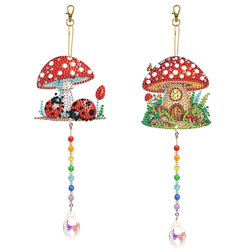 2Pcs Diamond Art Painting Hanging Suncatchers Ornament Diamond Painting Hanging Decor for Home Decor & Gift