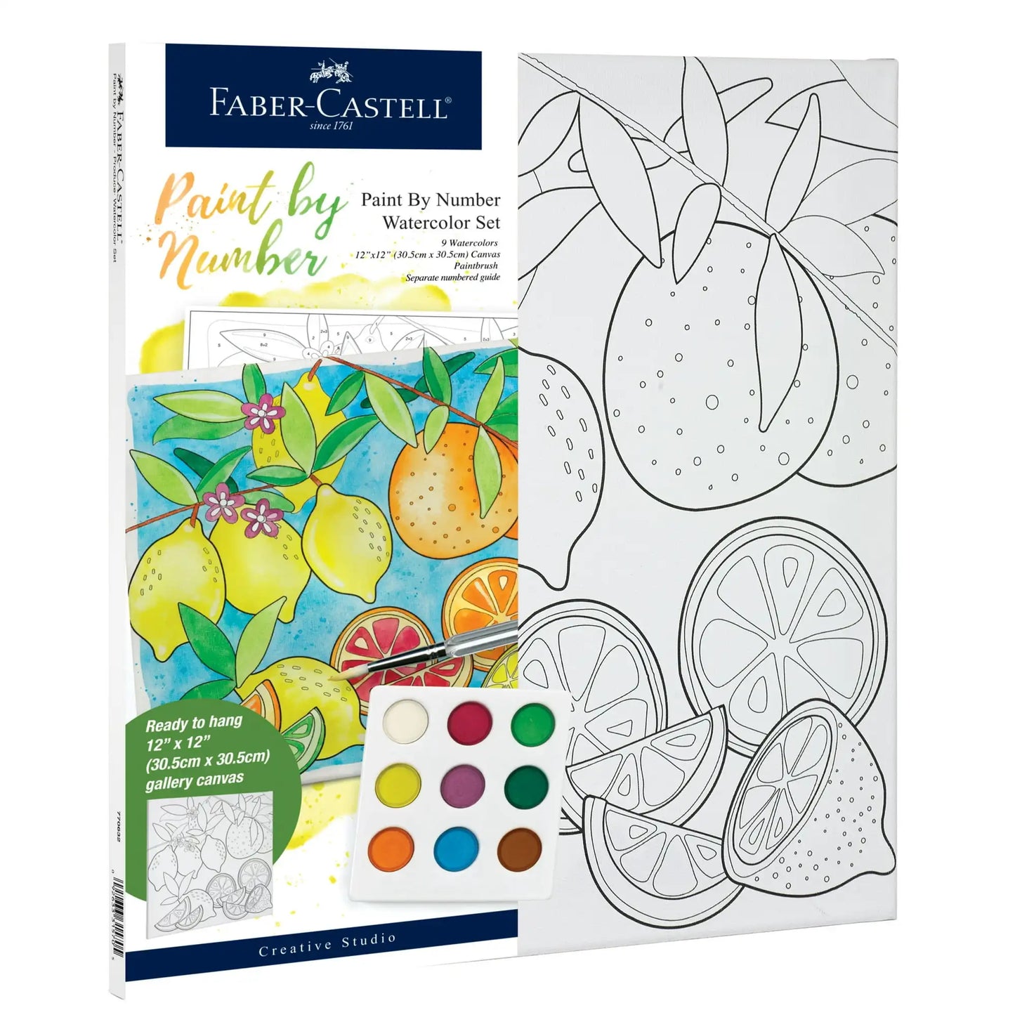 Faber-Castell Paint by Number Watercolor Produce - Yellow Lemons Adult Art Set