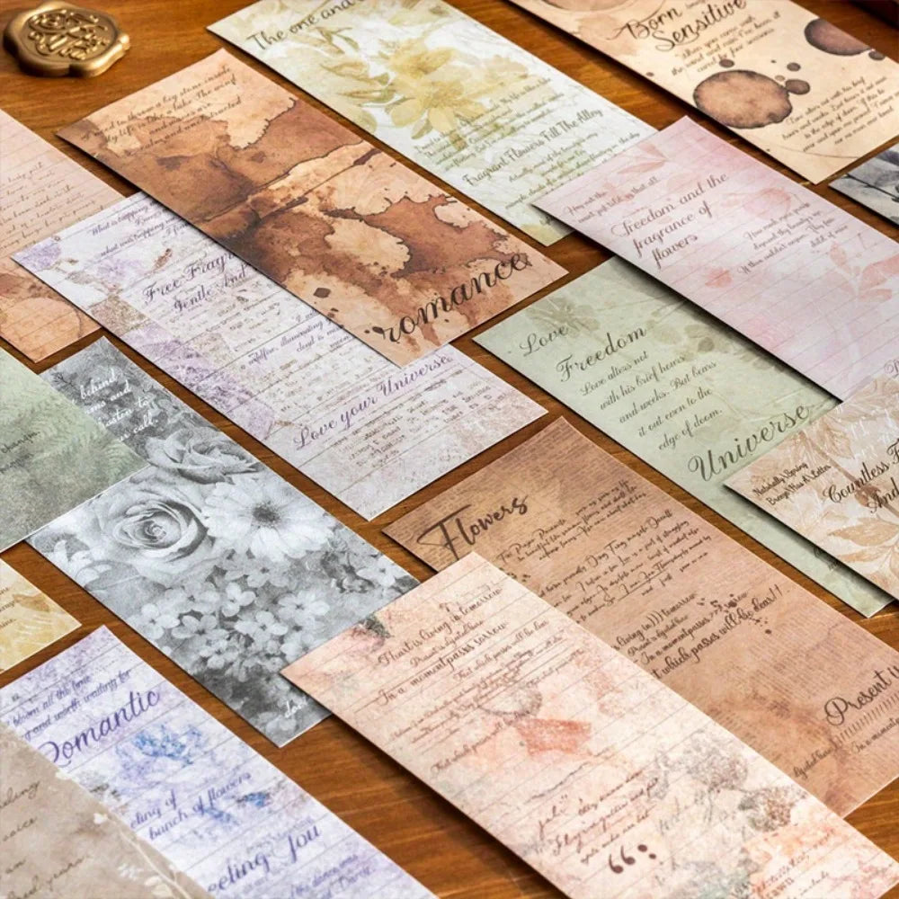 120pcs Vintage Poetry Sticker Book, 6 Styles Dual-Texture Scrapbooking Decals for Junk Journals (Floral & Text Collage Kit)