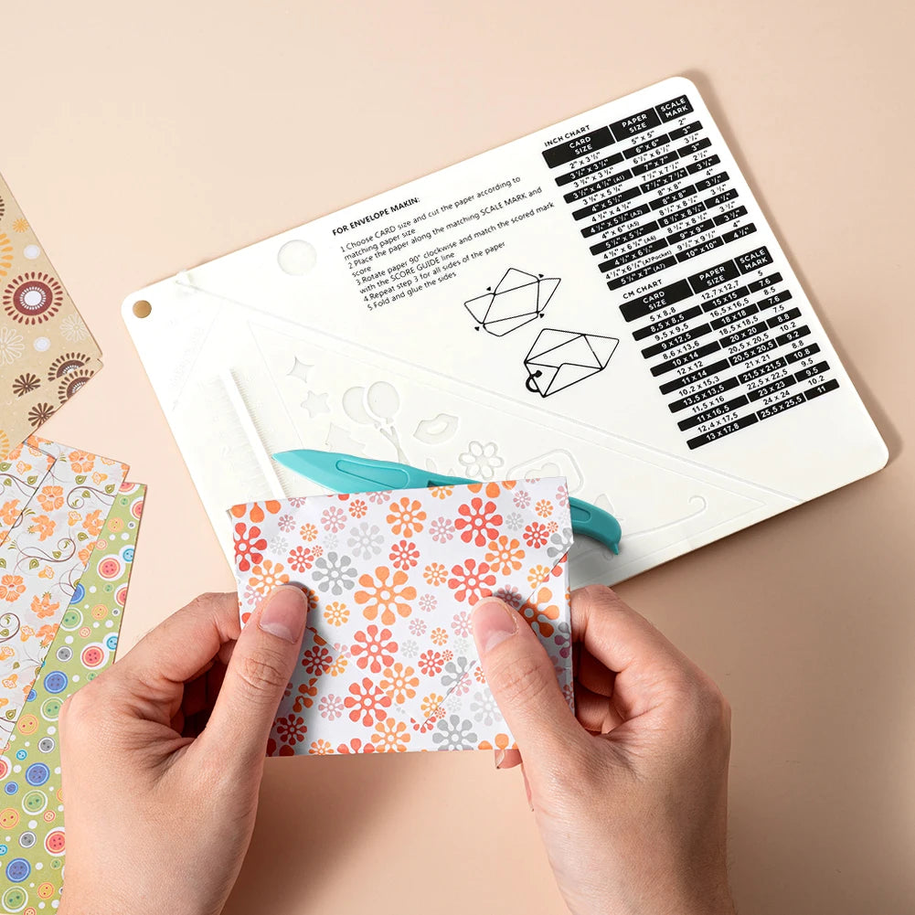 Multi-Purpose Scoring Board with Measuring Grid Paper Card Cuting BoardY Supplies Paper Cutter