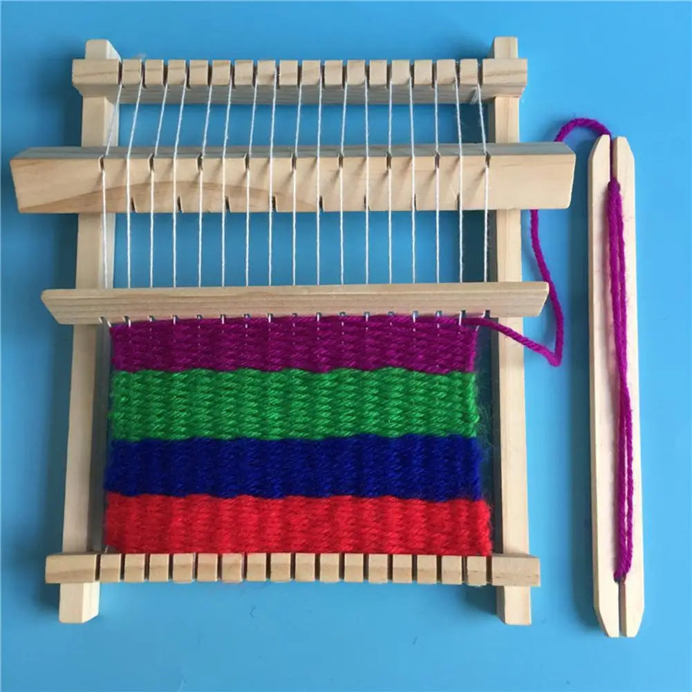 Wooden Weaving Loom 21.5x16.5x3cm DIY Weaving Machine Adjustable Woven Tool Handmade for Beginners Kids Intellectual Toy