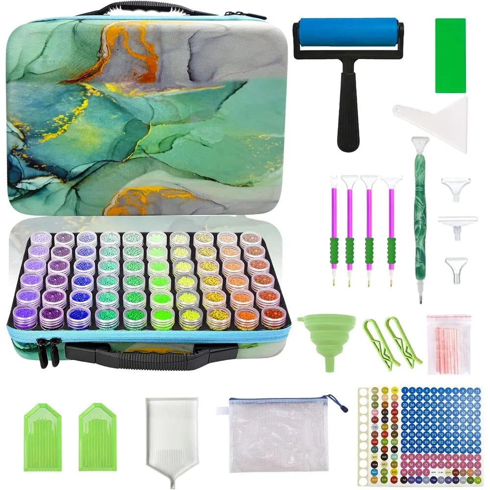 Compact 70-Slot Diamond Art Organizer Kit with Tools for Craft Beads and Jewelry Storage