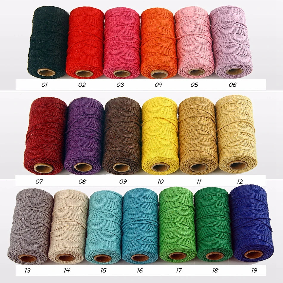 2mm 100M Macrame Cord Rope Cotton Twine Thread String Crafts DIY Sewing Handmade Wall Hangings Bohemia Wedding Party Home 2030