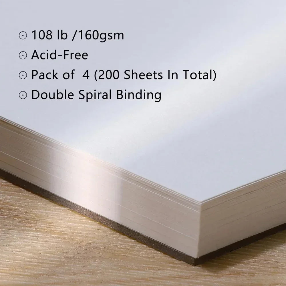 4 Pack of Mixed Media Sketchbooks, 5.5x8.5 Inch Drawing Paper Sketchbooks, 108lb/160gsm Heavy Duty Spiral Bound Sketchbooks