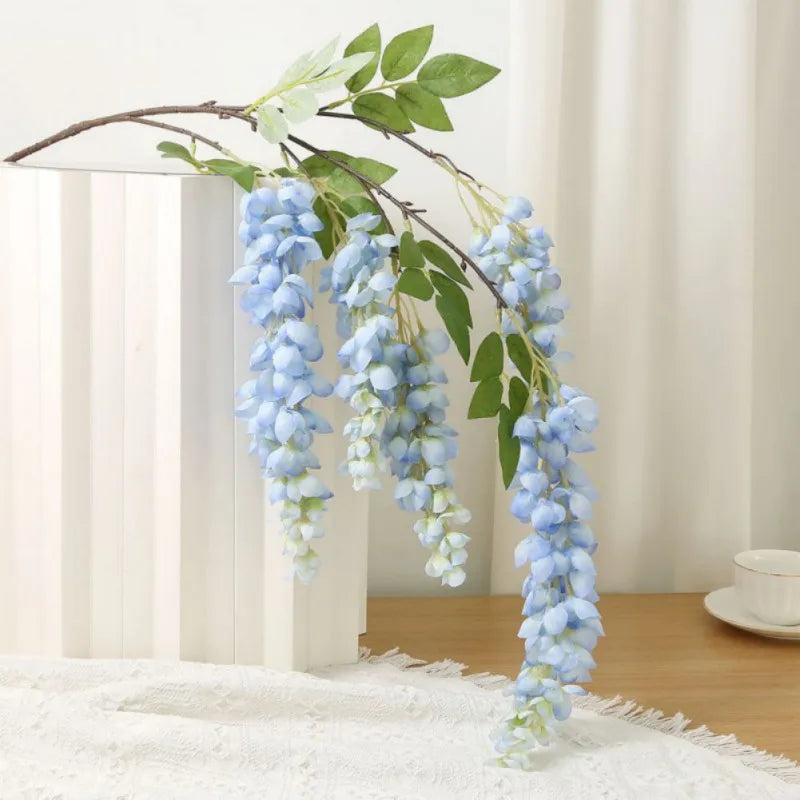 1pc Artificial Flowers Silk Wisteria Vine Fake Silk Hanging Rattan Flower For Wedding Party Garden Outdoor Greenery Wall Decors