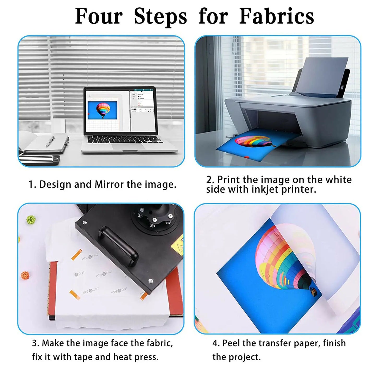 HTVRONT 150 Sheets A4（US）8.5 x 11 inches Sublimation Paper Heat Transfer Paper for Inkjet Printer