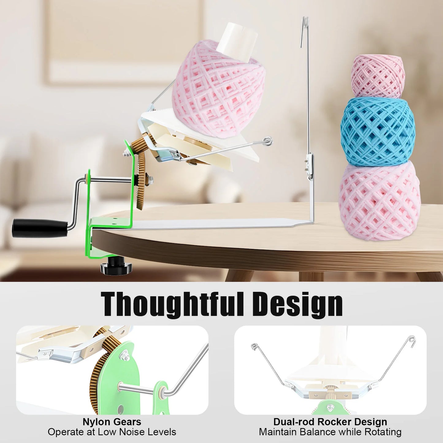 Large Capacity Yarn Winder, Hand Operated Yarn Baller, Metal Yarn Ball Winder,Fiber/Wool/String Ball Winder, for Crocheting