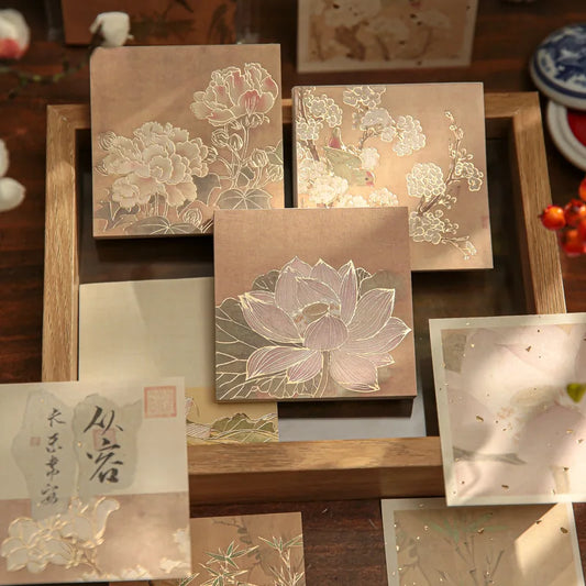 Mr. Paper Sticky Notes,  Retro Chinese Style Gold Foil Stamped, 9cm  memo pad scrapbooking