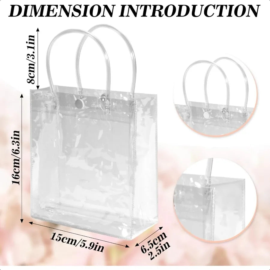 Clear PVC Gift Bags with Handles 10 PCS PVC Party Favor Bags Transparent Party Favour Plastic Gift Bags 5.9X6.3 Inches Clear Mi