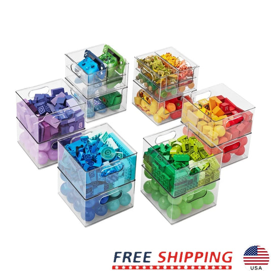 20-Piece Clear Modular Storage Bins Set Stackable Containers Organizing Home Kitchen Toys Crafts Classroom Supplies