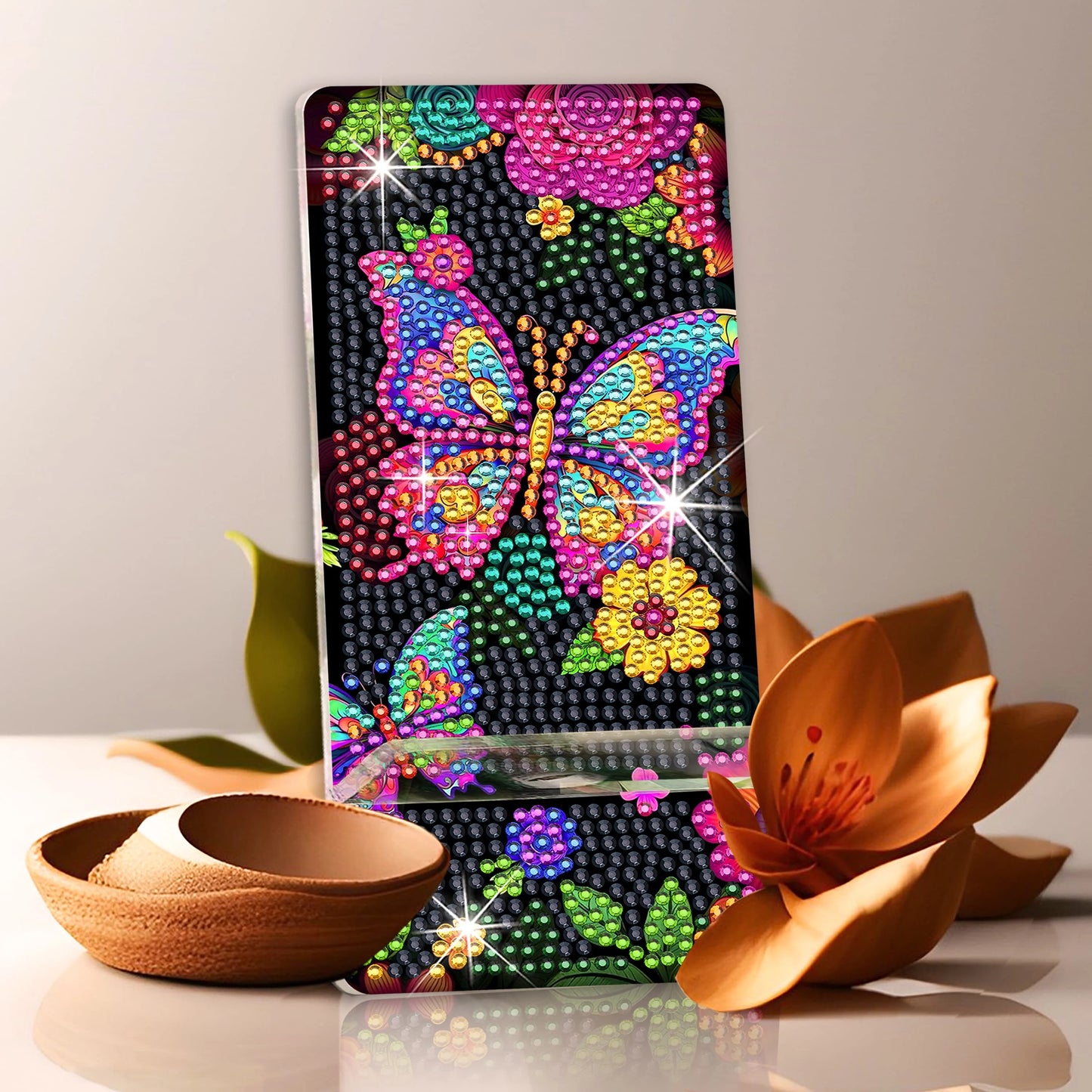2 Pack Diamond Painting Phone Holder Art Kits, 5D Full Crystal Diamond Art Phone Holder& Mirror Craft Art Kits Gift for Beginner